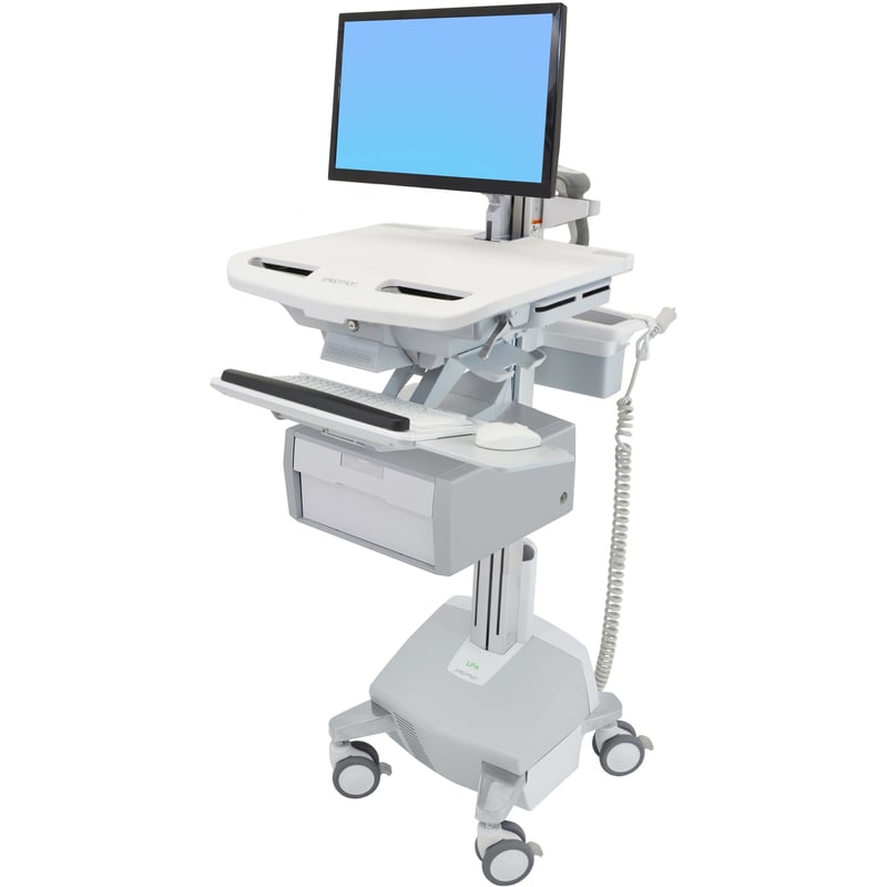 Ergotron StyleView Cart with LCD Arm, LiFe Powered, 1 Tall Drawer (1x1) - Thumbnail 1