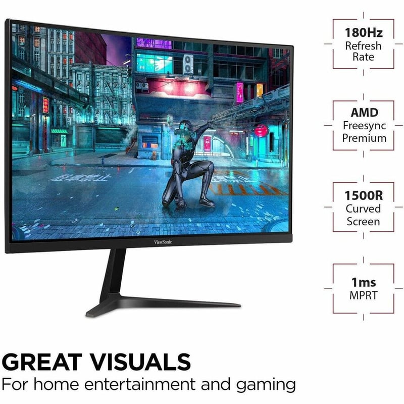 ViewSonic OMNI VX2718-2KPC-MHD 27 Inch Curved 1440p 1ms 165Hz Gaming Monitor with FreeSync Premium, Eye Care, HDMI and Display Port - Thumbnail 2