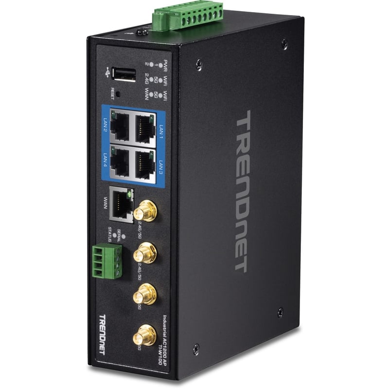 TRENDnet Industrial AC1200 Wireless Dual Band Gigabit Router, Black, TI-W100 - Thumbnail 5