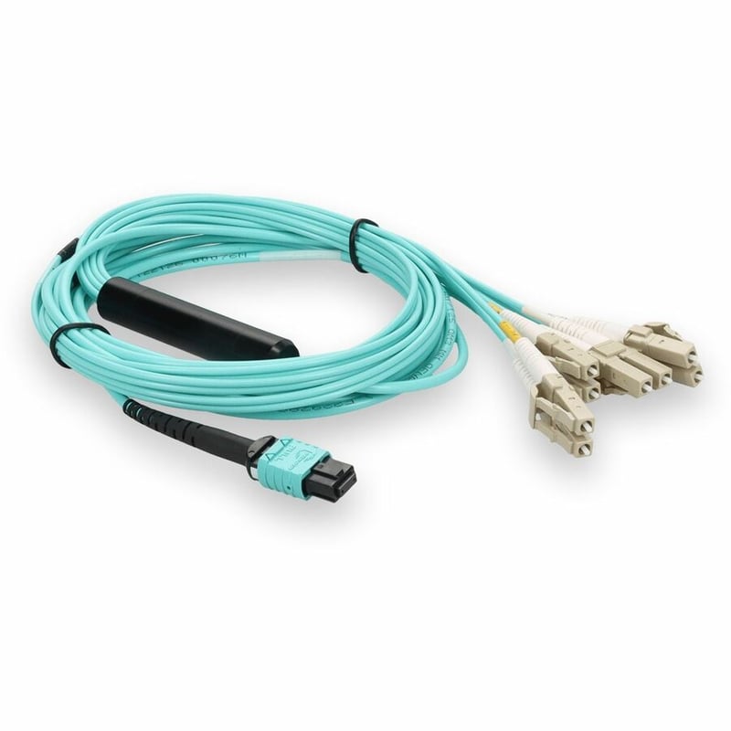 AddOn 10m Juniper Networks MTP-4LC-M10M Compatible MPO (Female) to 8xLC (Male) 8-Strand Aqua OM3 Fiber Fanout Cable - Thumbnail 3