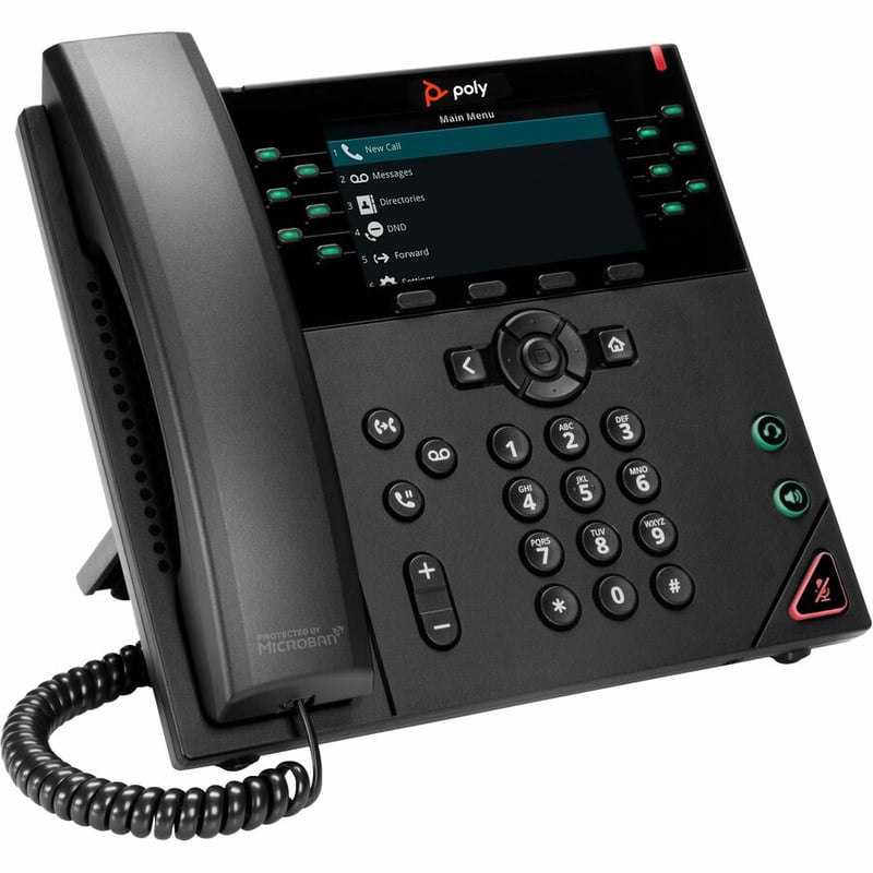 Poly VVX 450 IP Phone - Corded - Corded - Wall Mountable, Desktop - Black - Thumbnail 2