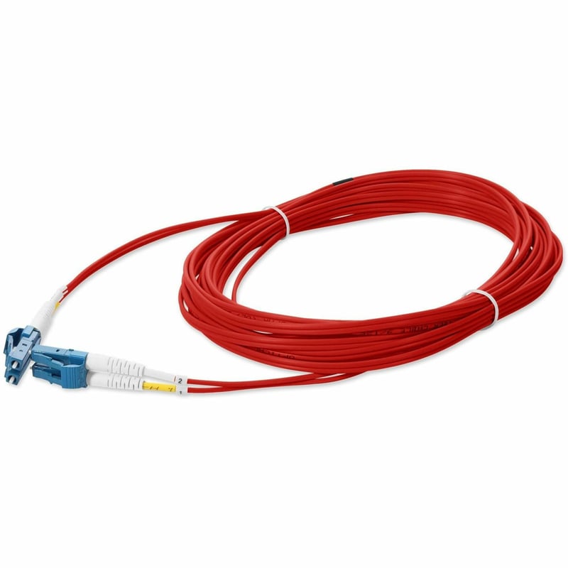 AddOn 10m LC to LC Red OS2 Duplex OFNR (Riser-Rated) TAA SMF Fiber Patch Cable - Thumbnail 1