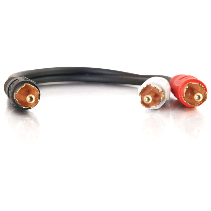 C2G 6in Value Series One RCA Mono Male to Two RCA Stereo Male Y-Cable - Thumbnail 2