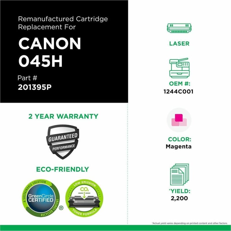 Clover Imaging Remanufactured High Yield Magenta Toner Cartridge for Canon 045H (1244C001) - Thumbnail 3