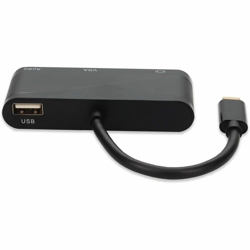 AddOn USB-C 3.1 Male to HDMI Female, VGA Female, USB-A 2.0 Female Black Adapter - Thumbnail 4