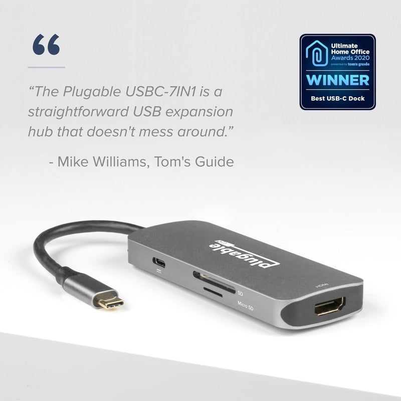 Plugable USB-C Hub 7-in-1, Compatible with Mac, Windows, Chromebook, USB4, Thunderbolt 4, and More - Thumbnail 2