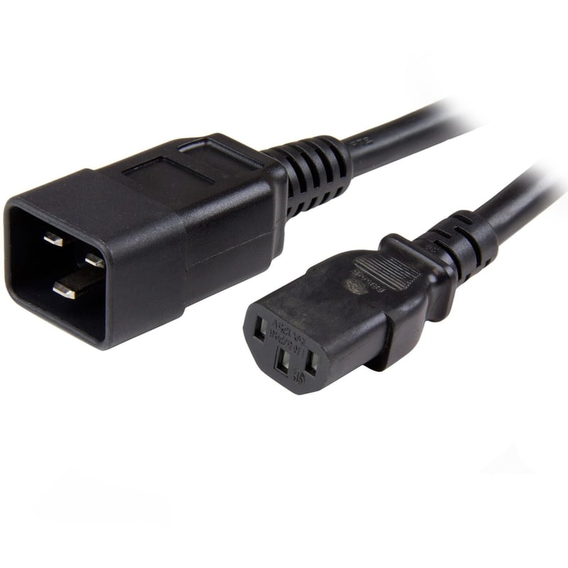 StarTech.com 6ft (1.8m) Heavy Duty Extension Cord, IEC C13 to IEC C20 Black Extension Cord, 15A 125V, 14AWG, Heavy Gauge Power Cable - Thumbnail 1