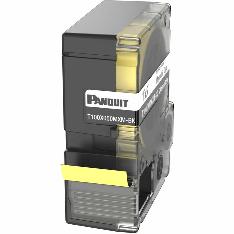 Panduit PXE T100X000MXM-BK MP Printer Cont. Tape, Safety & ID, Magnetic, Blk/Ylw, 1" W - Thumbnail 3