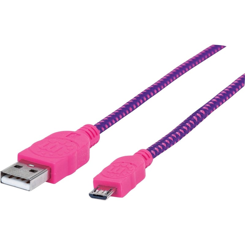 Manhattan Braided USB 2.0 A Male / Micro-B Male, 6 ft., Purple/Pink - Retail Package - Thumbnail 4