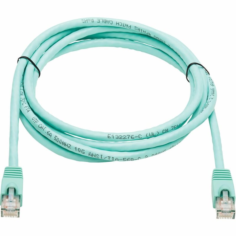 Eaton Tripp Lite Series Cat6a 10G Snagless UTP Ethernet Cable (RJ45 M/M), Aqua, 7 ft. (2.13 m) - Thumbnail 2