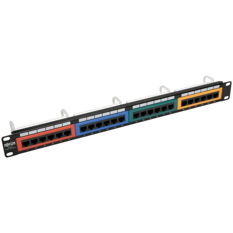 Tripp Lite by Eaton 24-Port 1U Rack-Mount 110-Type Color-Coded Patch Panel, RJ45 Ethernet, 568B, Cat6 - Thumbnail 1