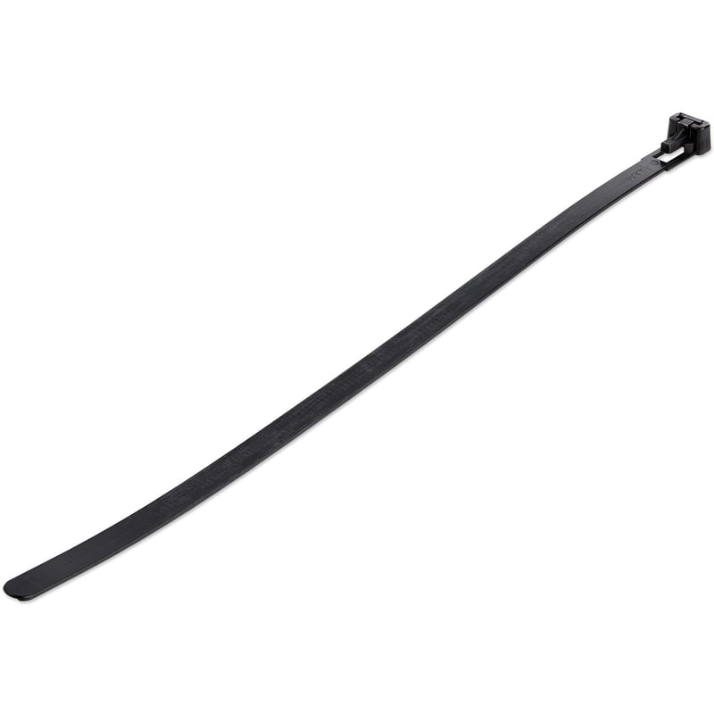 StarTech.com 10"(25cm) Reusable Cable Ties, 2-1/2"(65mm) Dia. 50lb(22Kg) Tensile Strength, Nylon, In/Outdoor, UL Listed, 100 Pack, Black - Thumbnail 1