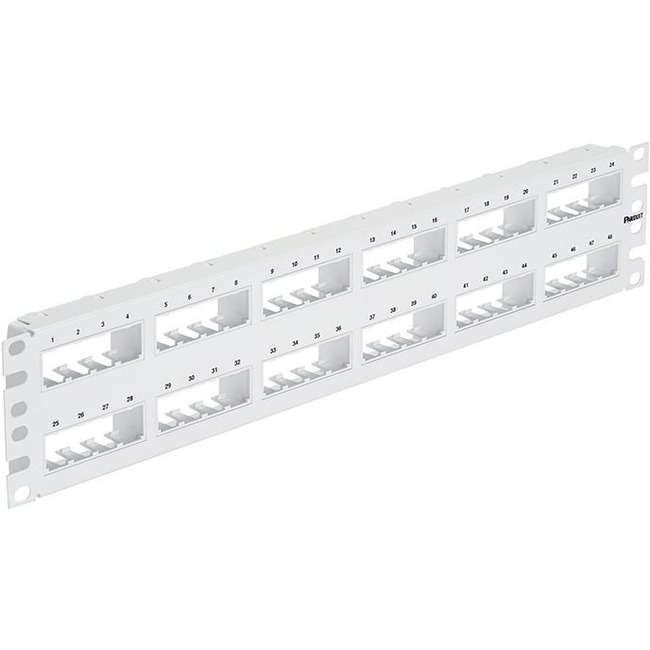 PanNet Flat,Unshielded, Patch Panel, 48 Port, 2 RU, White - Thumbnail 1