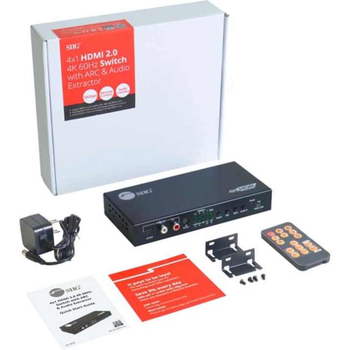 4x1 HDMI 4K60Hz Switch with ARC & Audio Extractor - Thumbnail 2