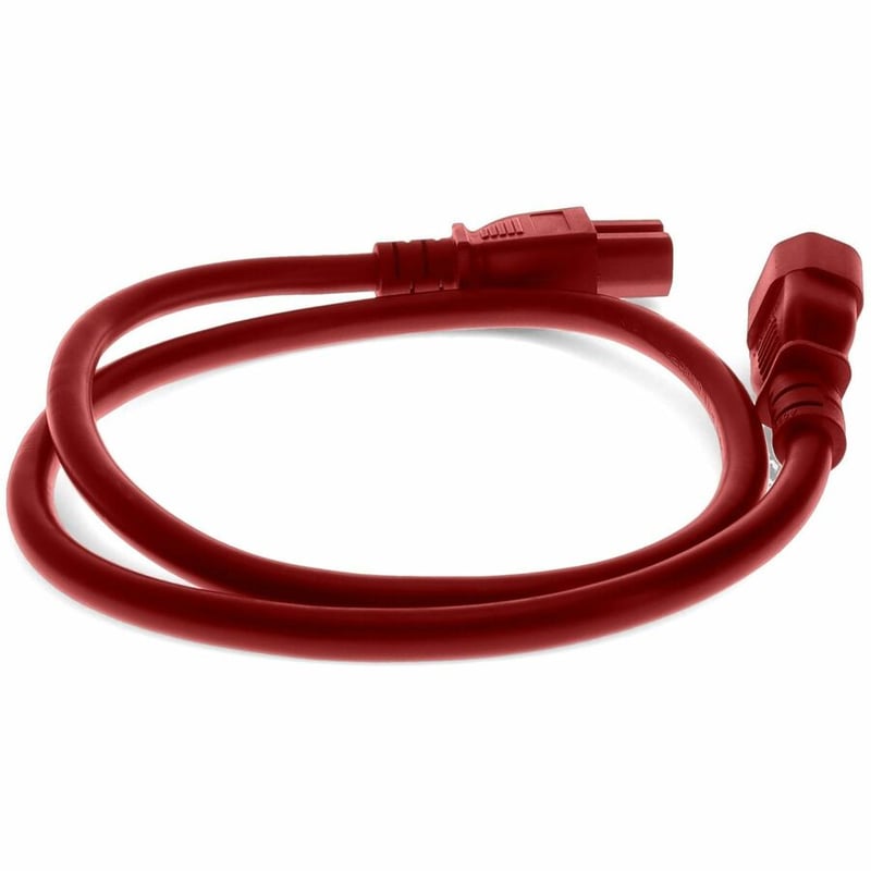 AddOn 1ft C14 Male to C15 Female 14AWG 100-250V at 15A Red Power Cable - Thumbnail 5