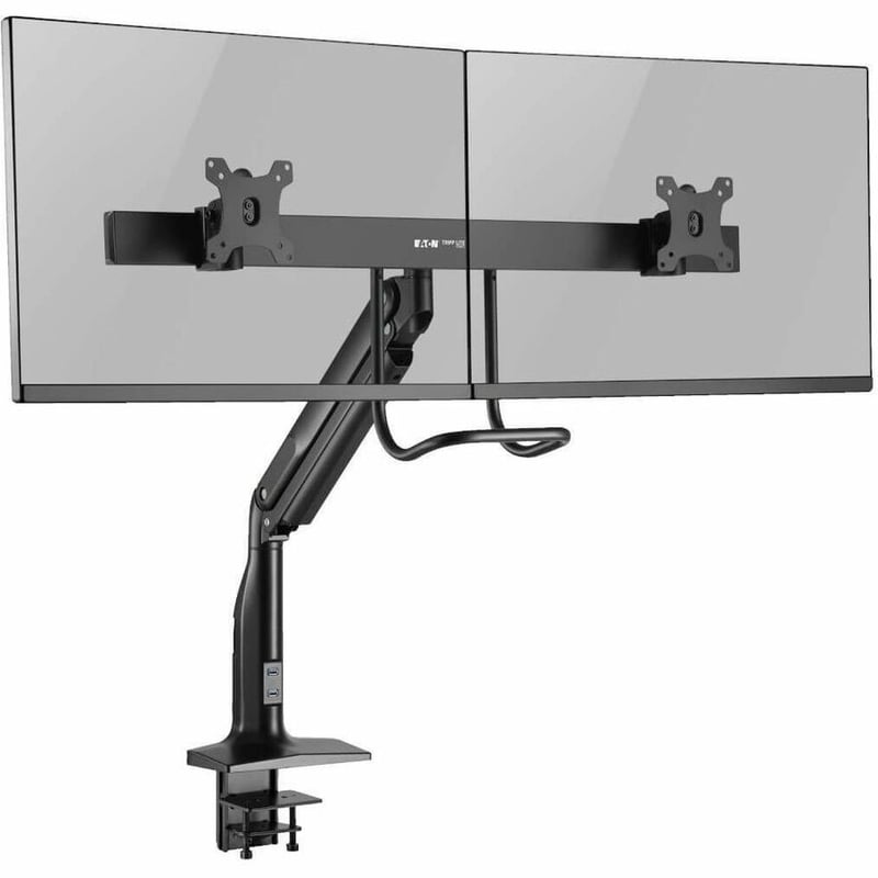 Tripp Lite by Eaton Safe-IT Precision-Placement Dual-Display Desk Clamp or Grommet with Antimicrobial Tape for 17" to 35" Displays, USB Ports - Thumbnail 3