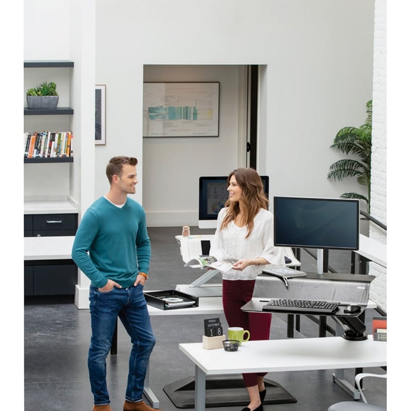 Fellowes Lotus™ RT Sit-Stand Workstation Black Single - Thumbnail 3