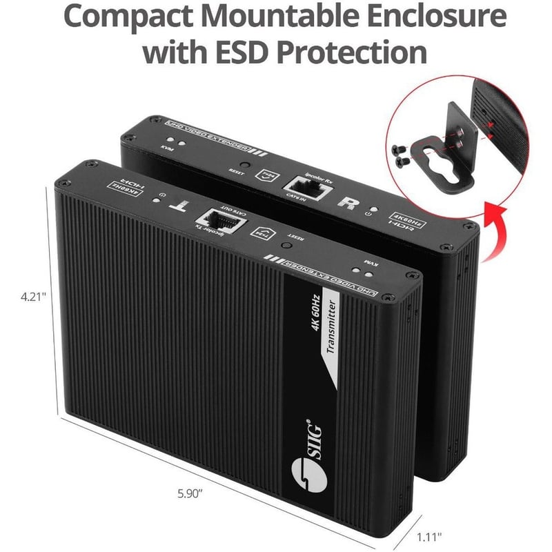 SIIG HDMI 2.0 KVM Over Cat6 Extender with Loopout & S/PDIF - Thumbnail 4