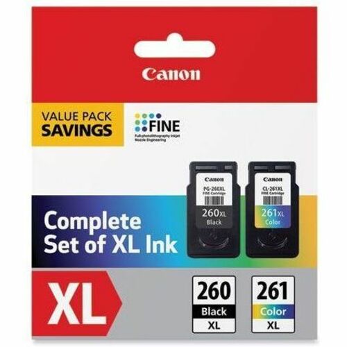 Canon PG-260 XL / CL-261 XL Original High Yield Inkjet Ink Cartridge - Value Pack - Black, Cyan, Magenta, Yellow - 2 / Pack - Thumbnail 1