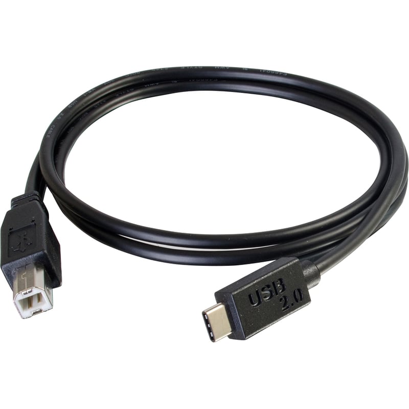 C2G 3ft USB C to USB B Cable - USB C to B Cable - USB 2.0 - 1A, 480Mbps - Black - M/M - Thumbnail 2