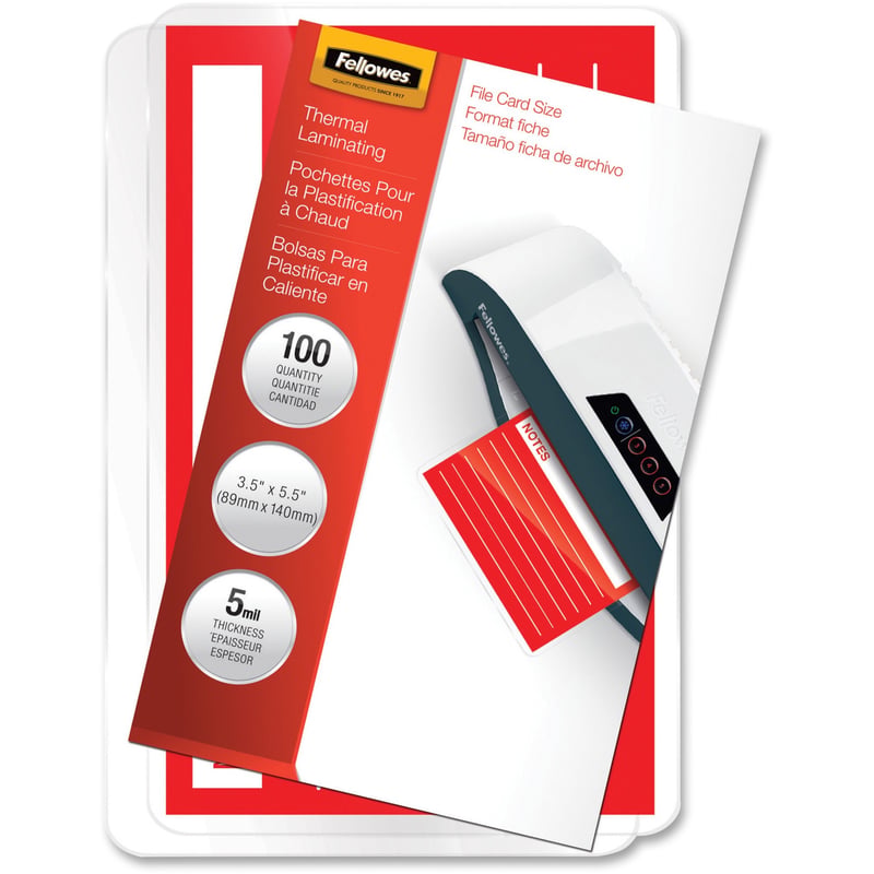 Fellowes Glossy Pouches - File Card, 5 mil, 100 pack - Thumbnail 1