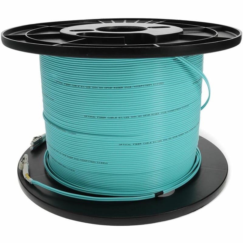 AddOn 200m LC to LC Aqua OM4 Duplex OFNR (Riser-Rated) Fiber Patch Cable - Thumbnail 2