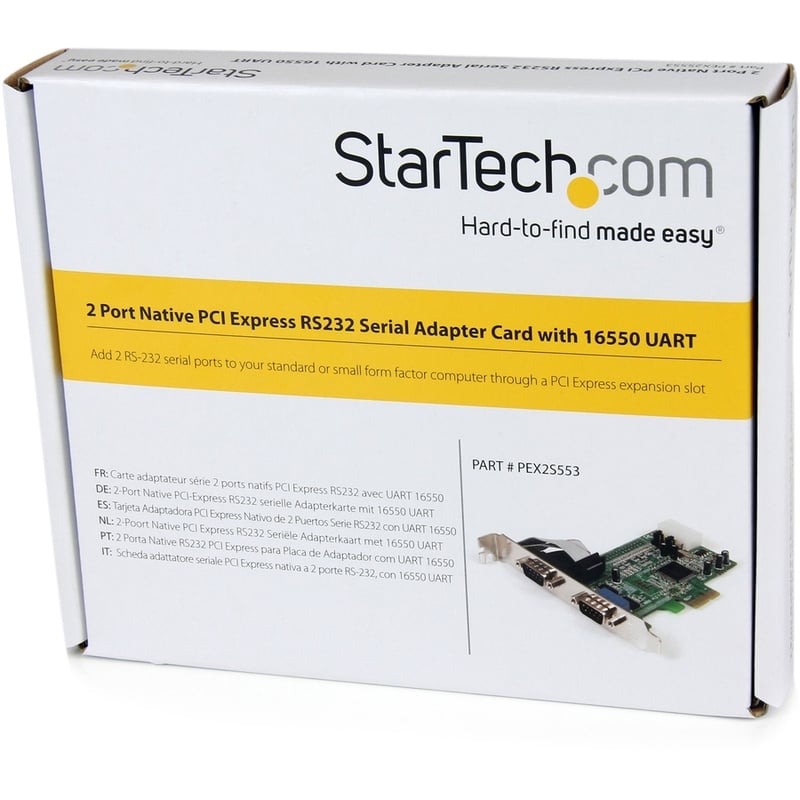 StarTech.com 2-port PCI Express RS232 Serial Adapter Card - PCIe to Dual Serial DB9 RS-232 Controller - 16550 UART - Windows and Linux - Thumbnail 2