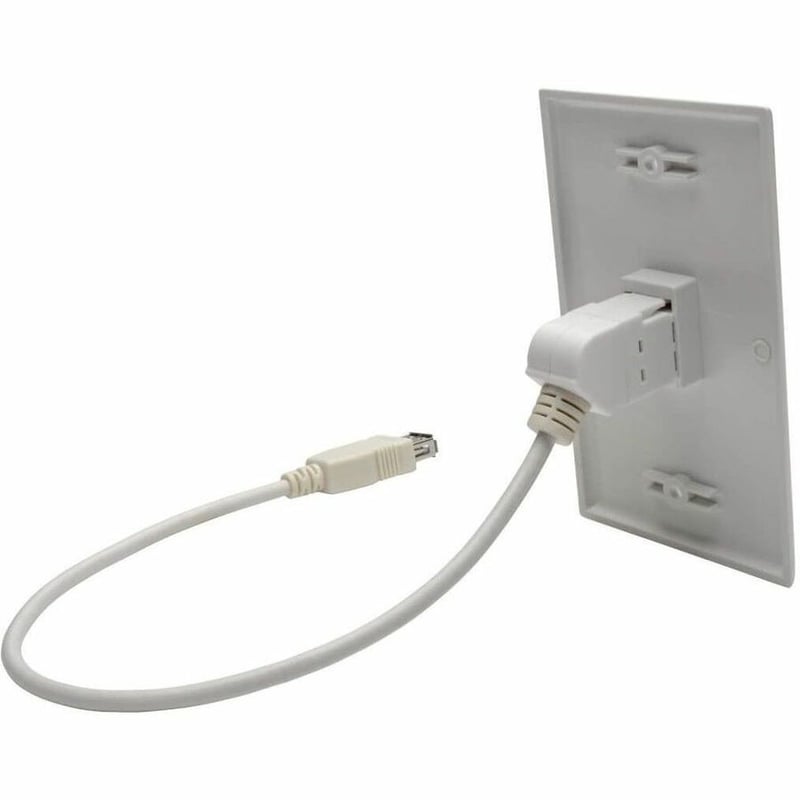 Eaton Tripp Lite Series USB 2.0 All-in-One Keystone/Panel Mount Coupler Cable (F/F), Angled Connector, White, 1 ft. (0.31 m) - Thumbnail 2