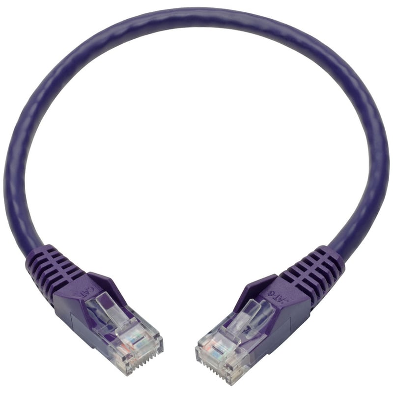 Eaton Tripp Lite Series Cat6 Gigabit Snagless Molded (UTP) Ethernet Cable (RJ45 M/M), PoE, Purple, 1 ft. (0.31 m) - Thumbnail 2