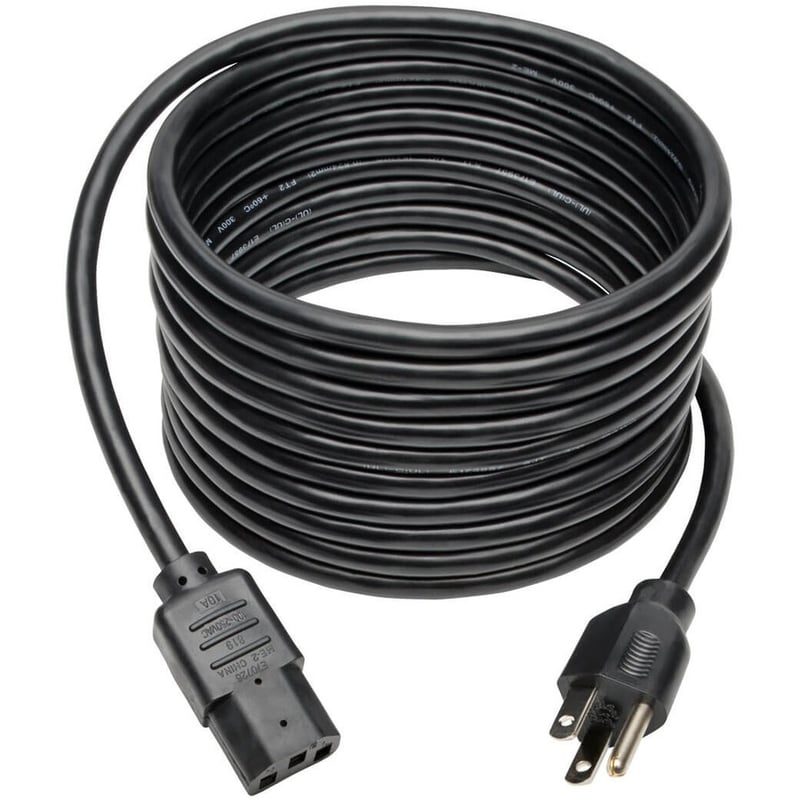 Eaton Tripp Lite Series Desktop Computer AC Power Cable, NEMA 5-15P to C13 - 10A, 125V, 18 AWG, 15 ft. (4.57 m), Black - Thumbnail 2