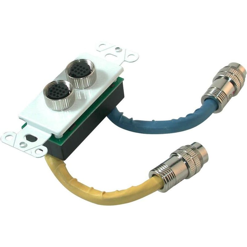 C2G RapidRun Dual Din 15 + 12 Wall Plate - White - Thumbnail 1