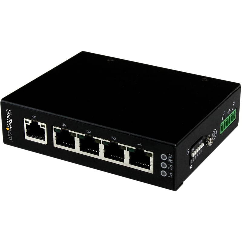 StarTech.com 5 Port Unmanaged Industrial Gigabit Ethernet Switch - DIN Rail / Wall-Mountable - Thumbnail 1