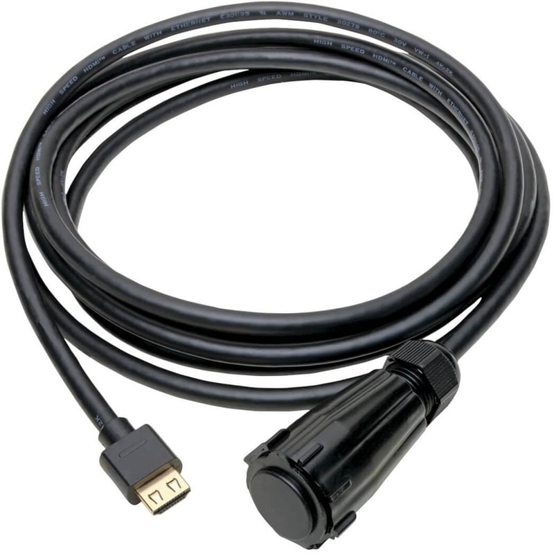 Eaton Tripp Lite Series High-Speed HDMI Cable (M/M) - 4K 60 Hz, HDR, Industrial, IP68, Hooded Connector, Black, 12 ft. - Thumbnail 4