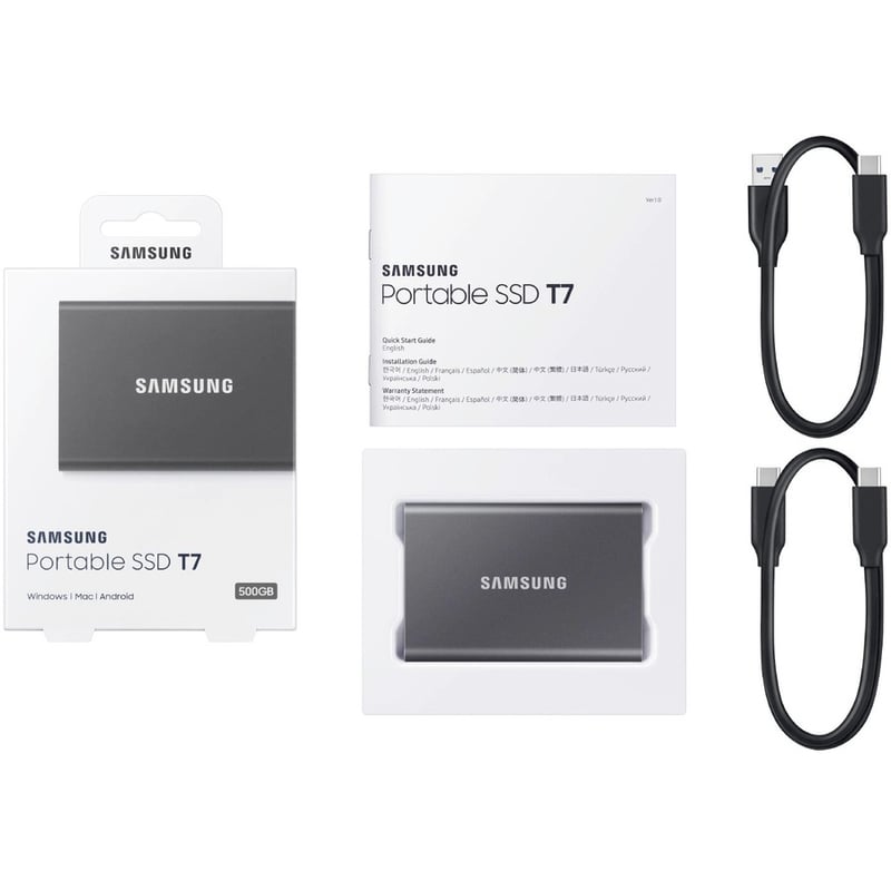 Samsung T7 MU-PC1T0T/AM 1 TB Portable Solid State Drive - External - PCI Express NVMe - Titan Gray - Thumbnail 3