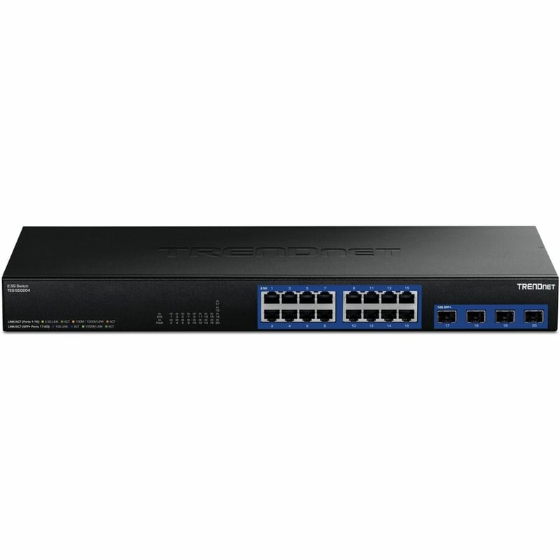 TRENDnet 20-Port 2.5G/Multi-Gig Switch with 10G SFP+ Ports, TEG-S50204, 16 x 2.5G RJ-45 Ports, 4 x 10G SFP+ Ports, 160Gbps, 1U Rack Mountable, NDAA TAA Compliant, Lifetime Protection, Black Visit the TRENDnet Store - Thumbnail 3