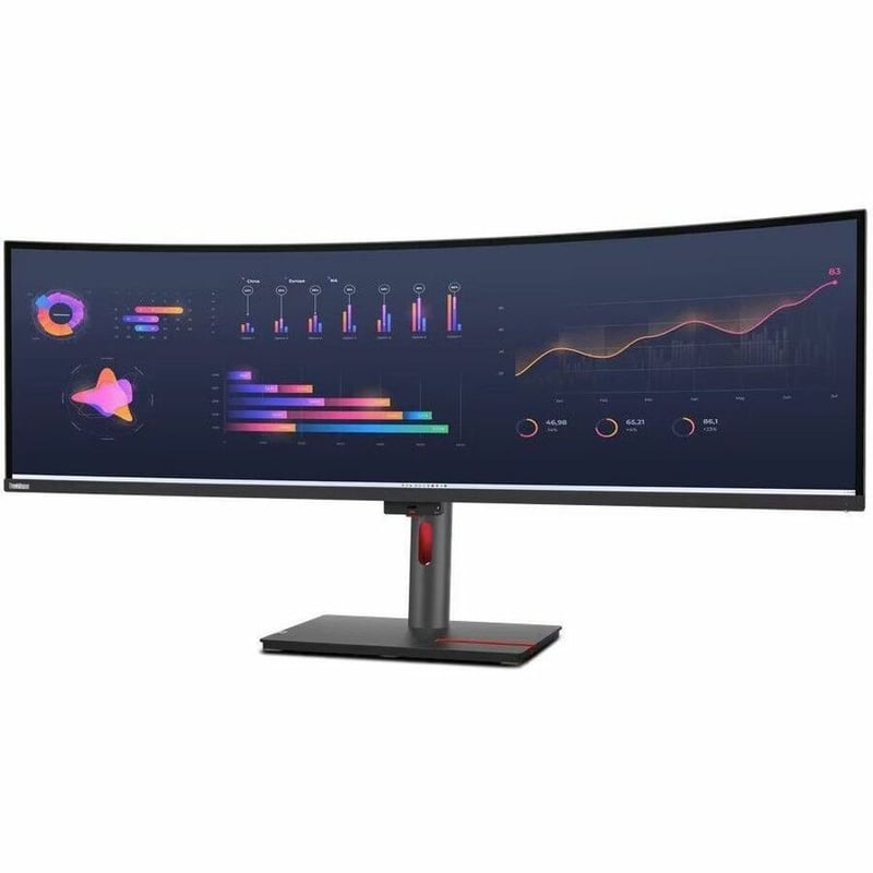 Lenovo ThinkVision P49W-30 49" Class Dual Quad HD (DQHD) Curved Screen LED Monitor - 32:9 - Raven Black - Thumbnail 1