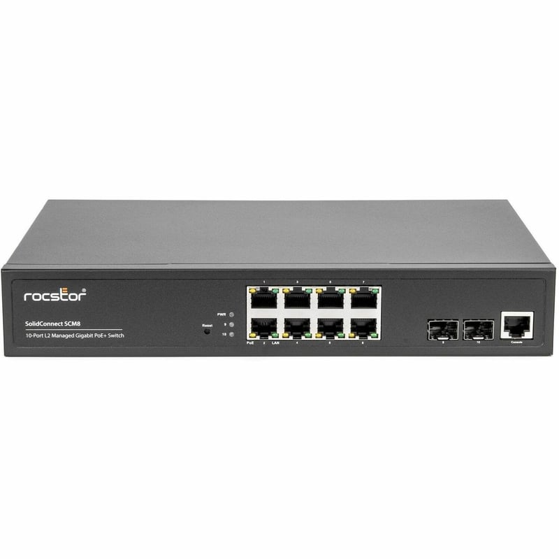 Rocstor SolidConnect SCM8 8-Port PoE+ Gigabit Managed Switch with 2 SFP Ports (Y10S009-B1) - Thumbnail 1