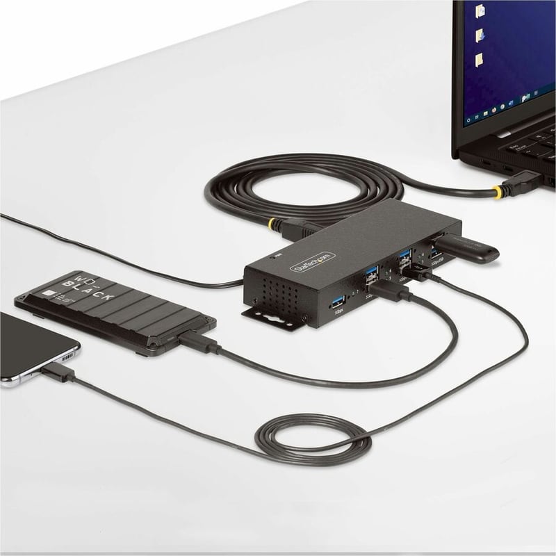 StarTech.com 7-Port Managed USB Hub, Heavy Duty Metal Industrial Housing, ESD & Surge Protection, Wall/Desk/Din-Rail Mountable, USB 5Gbps - Thumbnail 3