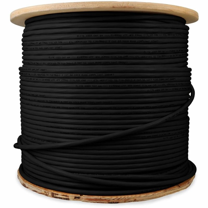 AddOn 1000ft Non-Terminated Black Cat6A FTP Outdoor Rated Copper Patch Cable - Thumbnail 4