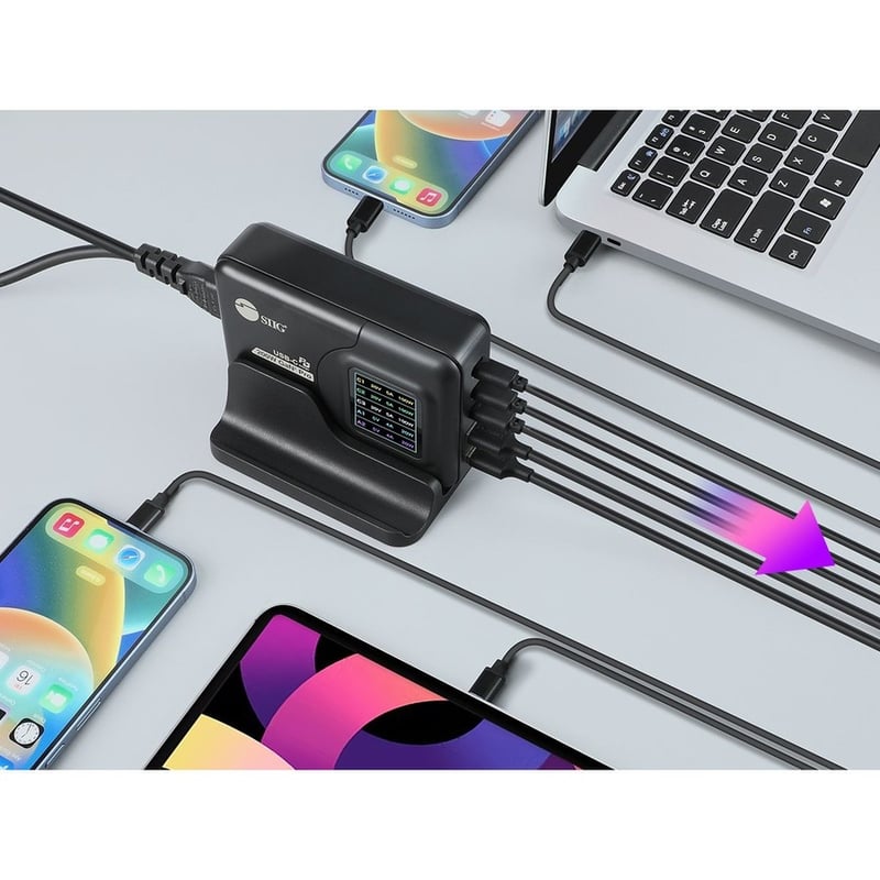 SIIG 200W GaN PD Charger with Charging Display- 3C2A - Thumbnail 3