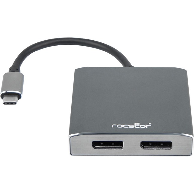 Rocstor Premium USB-C to Dual DisplayPort Multi Monitor Adapter - 4K 60Hz - USB Type- C 2-Port MST Hub - for Mac and Windows - 4Kx2K 60Hz Resolutions up to 3840x2160 @ 60Hz - for MacBook Pro, Notebook/Desktop PC - USB-C to 2x DP Splitter - ALUMINUM AND - Thumbnail 1
