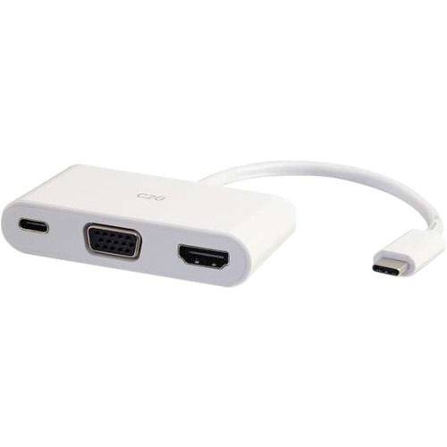 USB C TO HDMI VGA ADAPTER W/ POWER WHITE - Thumbnail 1