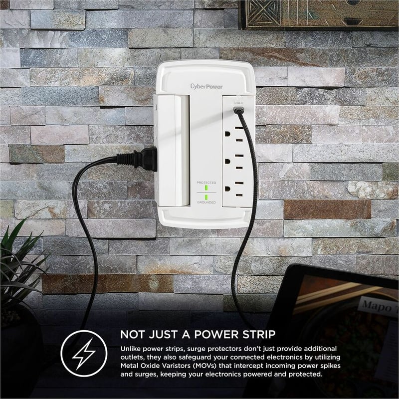 CYBERPOWER CSP6WSUC SURGE 800V 5-15P WALL TAP WHITE - Thumbnail 5