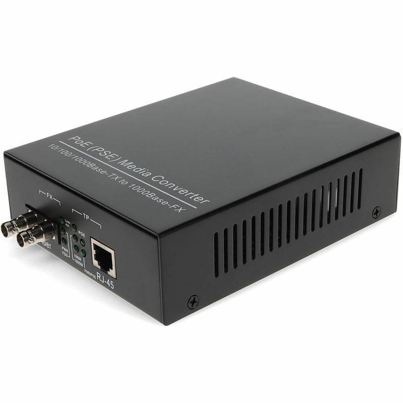 AddOn 10/100/1000Base-TX(RJ45) to 1000Base-SX(ST) MMF 850nm 550m POE Media Converter With EUR Standard Power Supply - Thumbnail 1