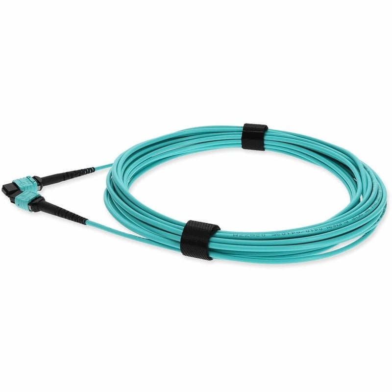 AddOn 3m MPO (Female) to MPO (Female) 12-Strand Aqua OM3 Crossover Fiber Plenum Rated Patch Cable - Thumbnail 2