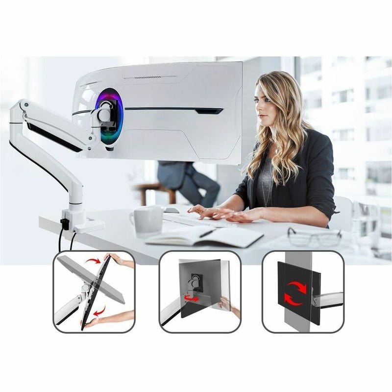 ULTRA HEAVY DUTY SINGLE MONITOR ARM DESK MOUNT - 17IN -57IN - Thumbnail 4
