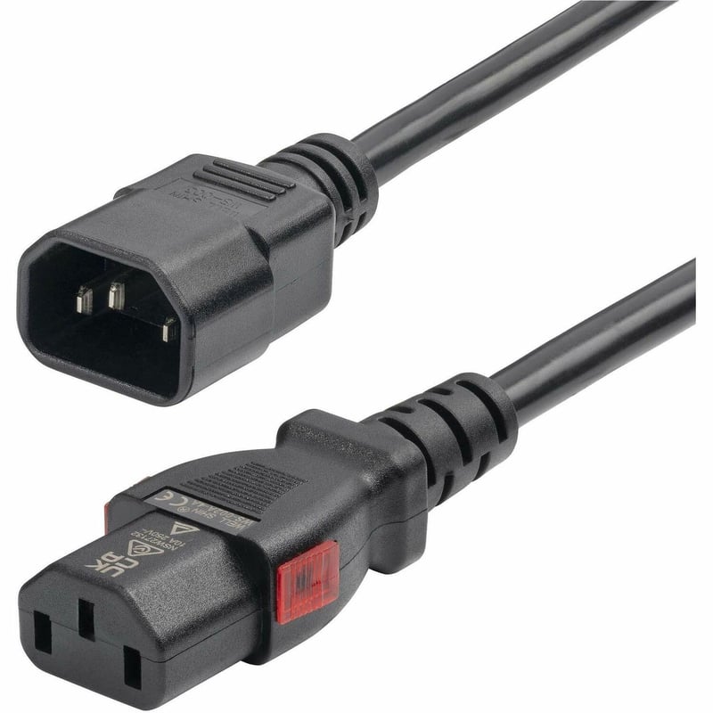 StarTech.com 4ft (1.2m) Power Extension Cord, IEC 60320 C14 to Locking C13, PDU Power Cord, 10A 250V, 18AWG, UL Listed Components - Thumbnail 1