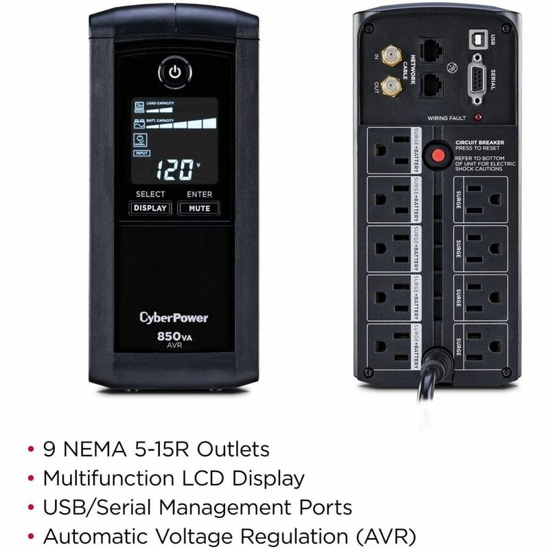 CyberPower CP850AVRLCD Intelligent LCD UPS Systems - Thumbnail 2