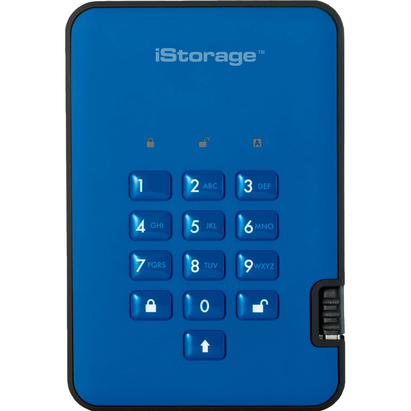 iStorage diskAshur2 SSD 1 TB Secure Portable Solid State Drive | Blue | Incorporated Common Criteria EAL 5+ | PIN protected | AES-XTS 256-bit Full Disk Hardware Encryption | Dust/Water Resistant | TAA Compliant - Thumbnail 1