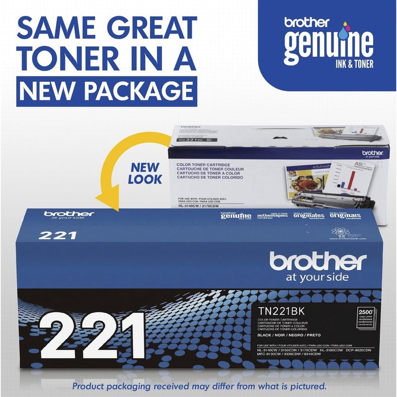 Brother Genuine TN221BK Black Toner Cartridge